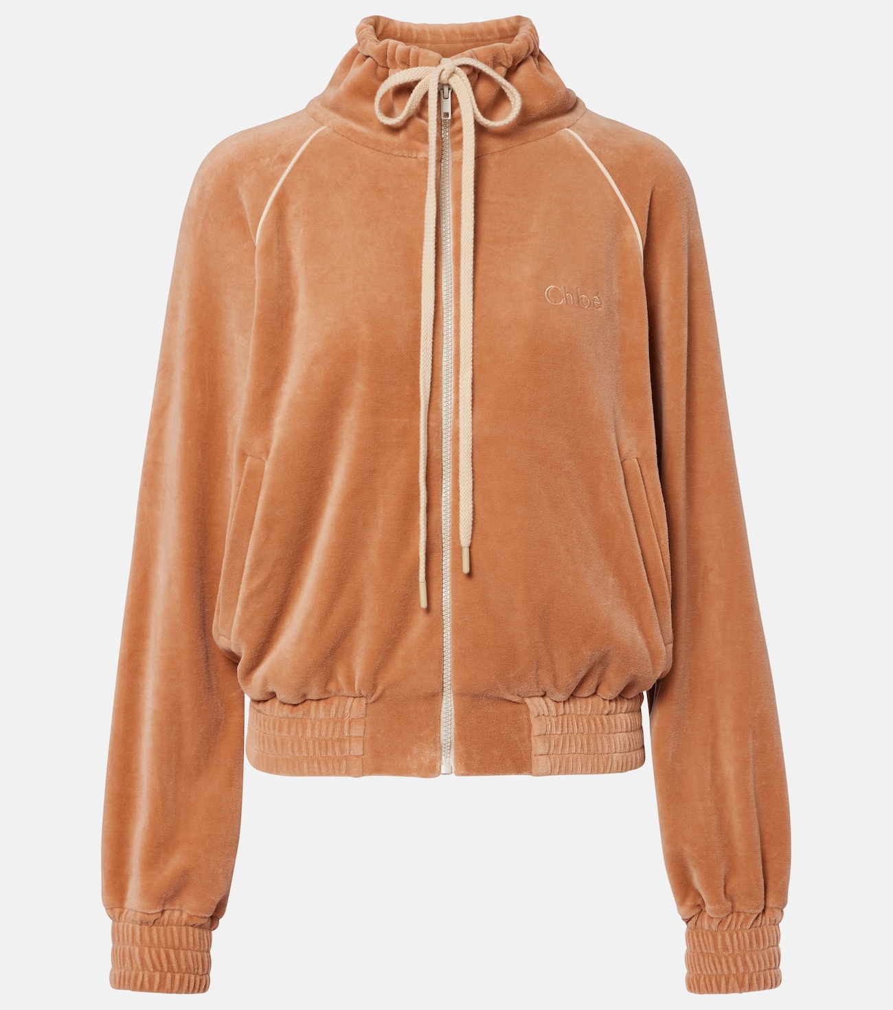 Cotton-blend velour zip-up sweatshirt
