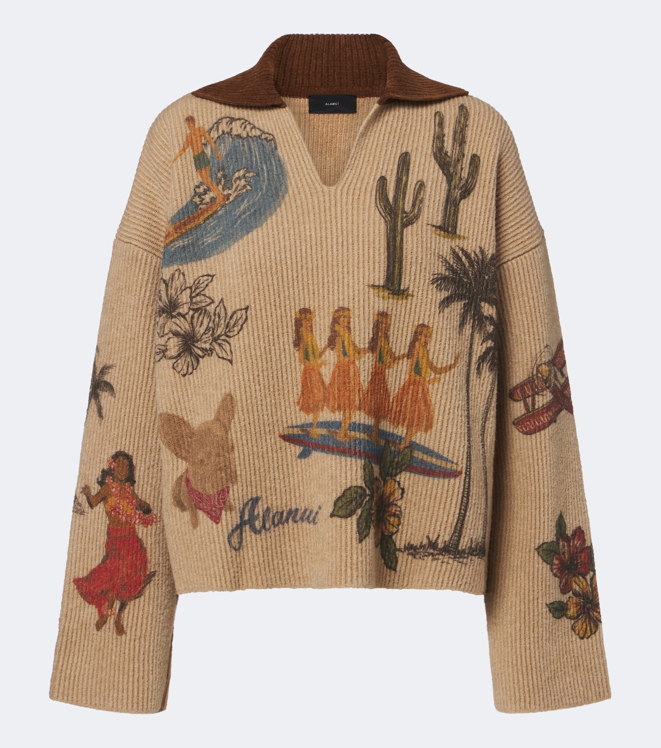 Decade printed wool and cotton-blend polo sweater