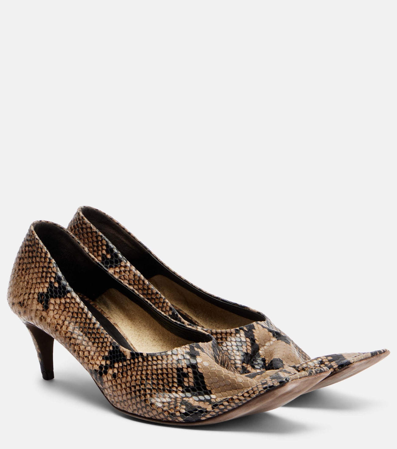 Marlene snake-effect leather pumps