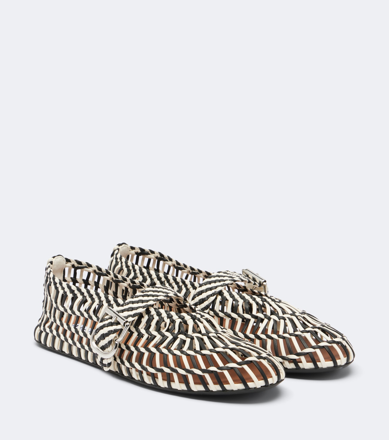 Woven leather ballet flats