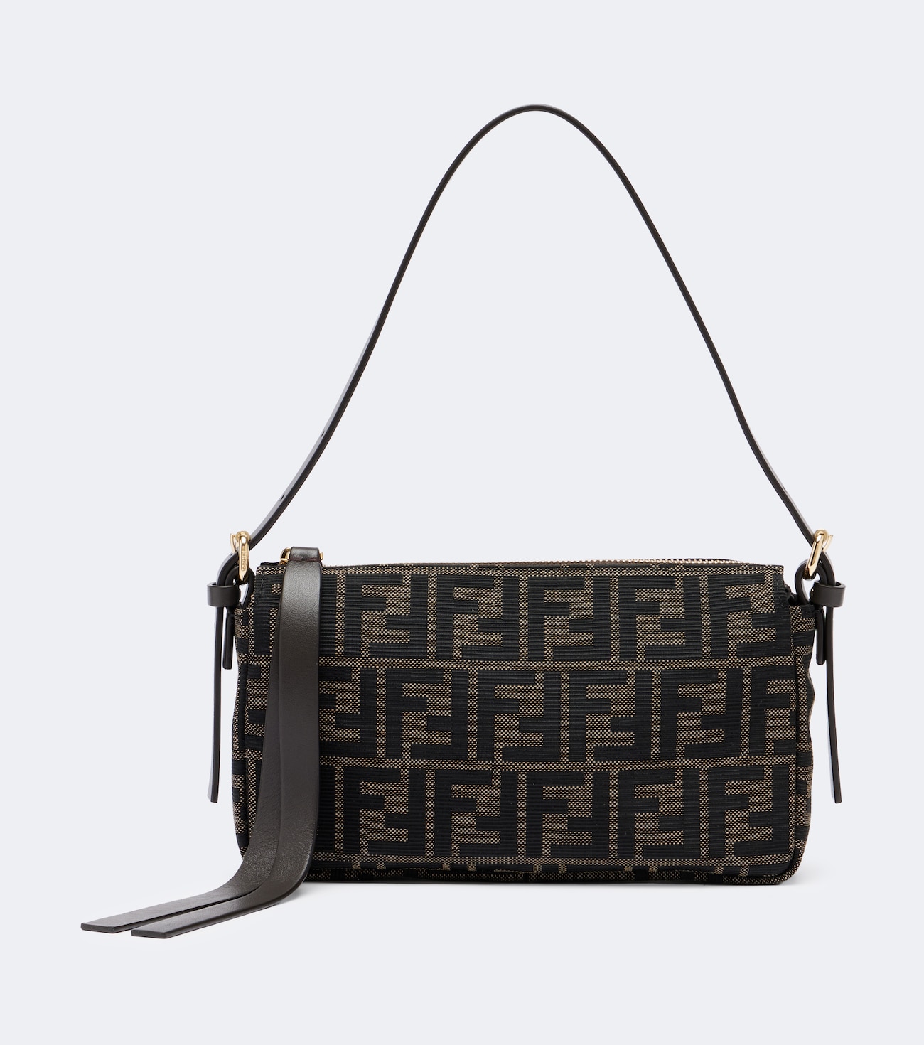 Zip Top Small FF jacquard canvas shoulder bag