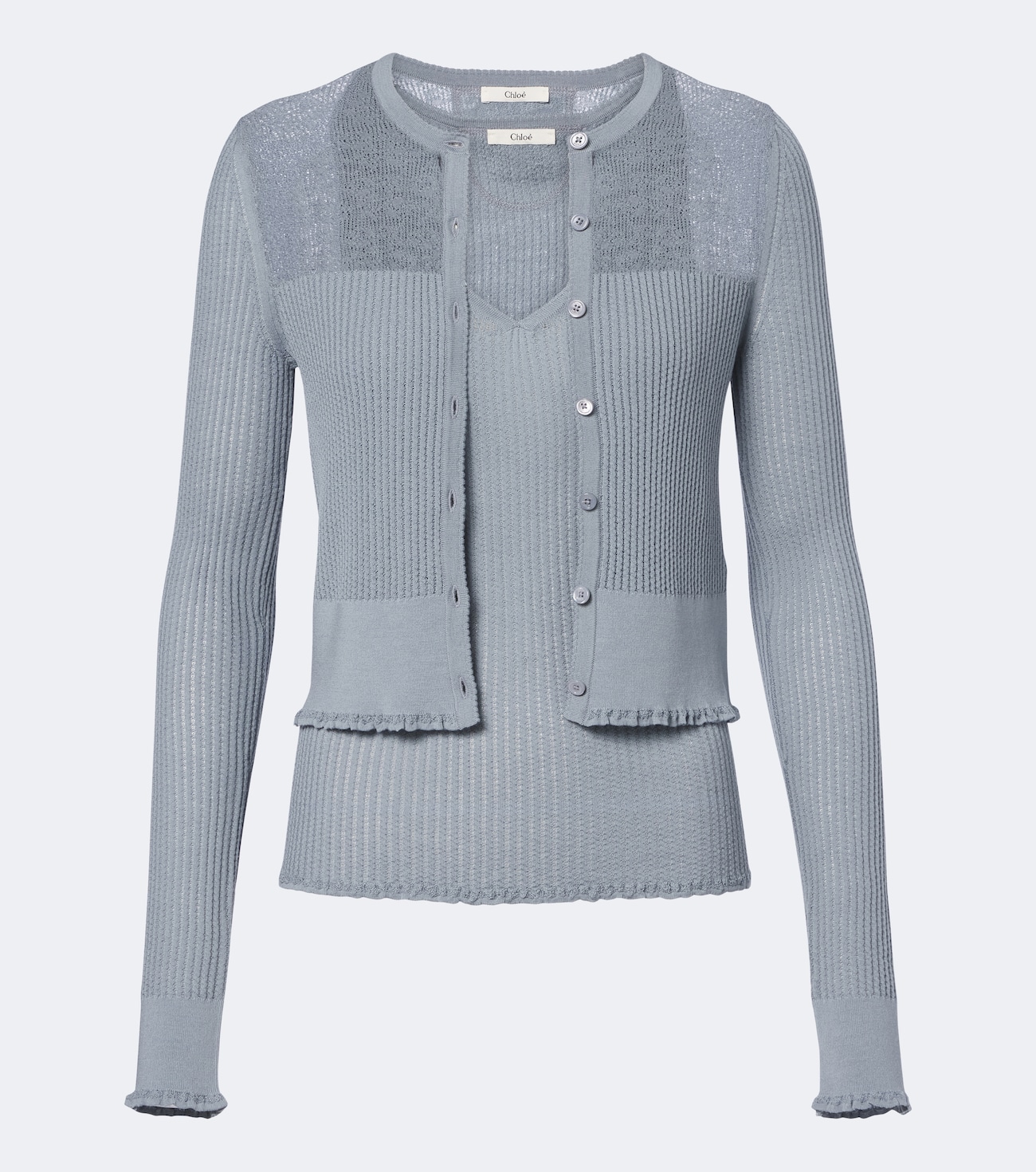 Knitted wool top and cardigan set