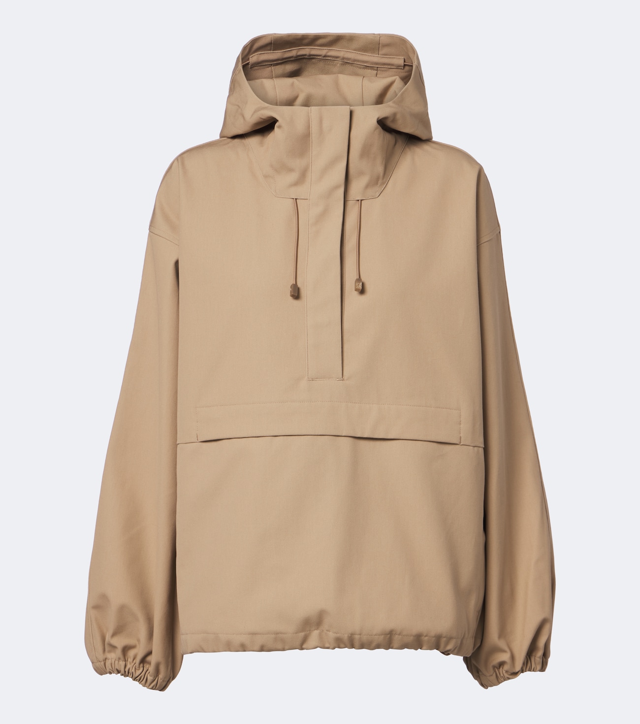 Hooded oversized cotton half-zip jacket