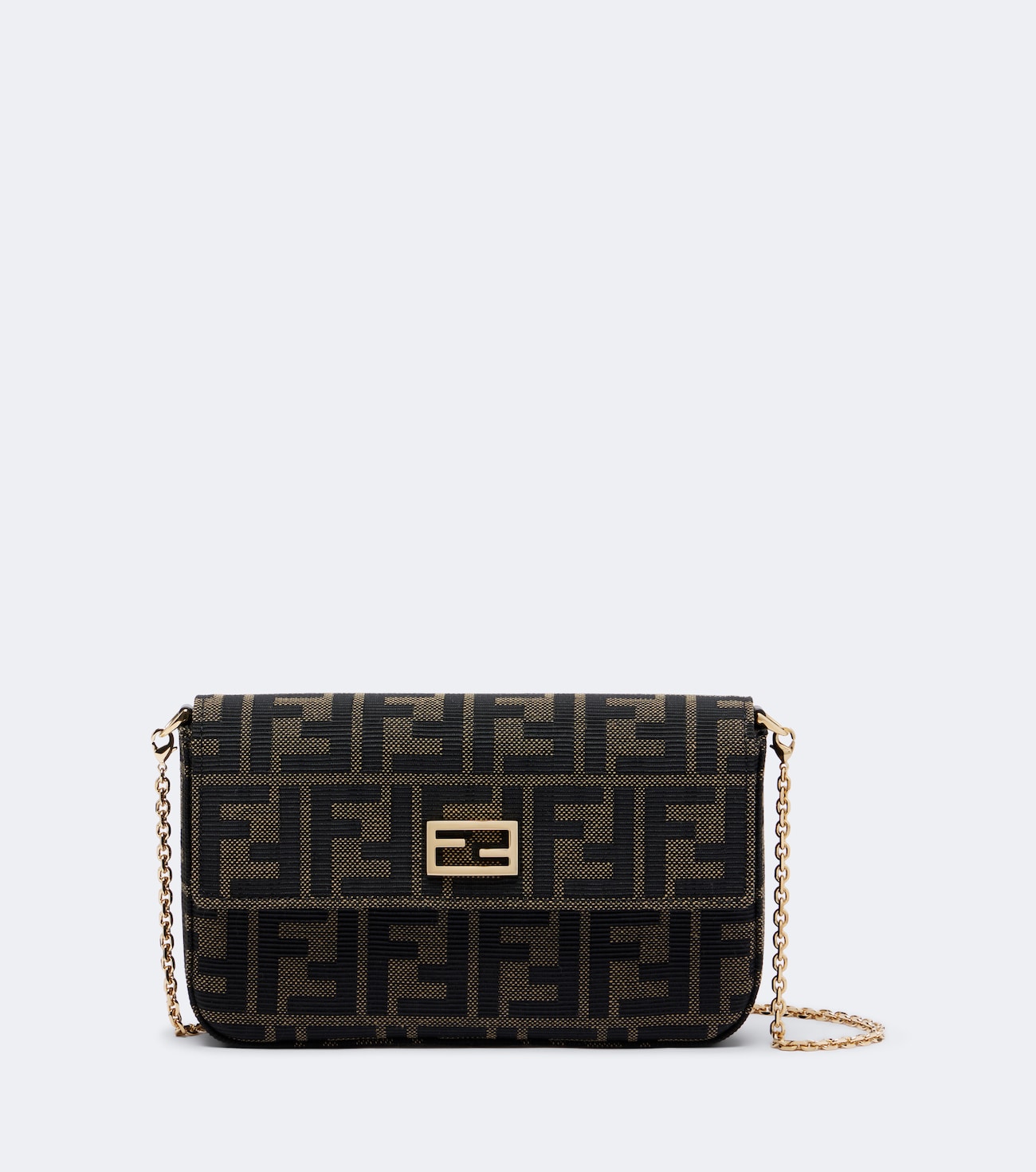 Tube FF Zucca jacquard wallet on chain