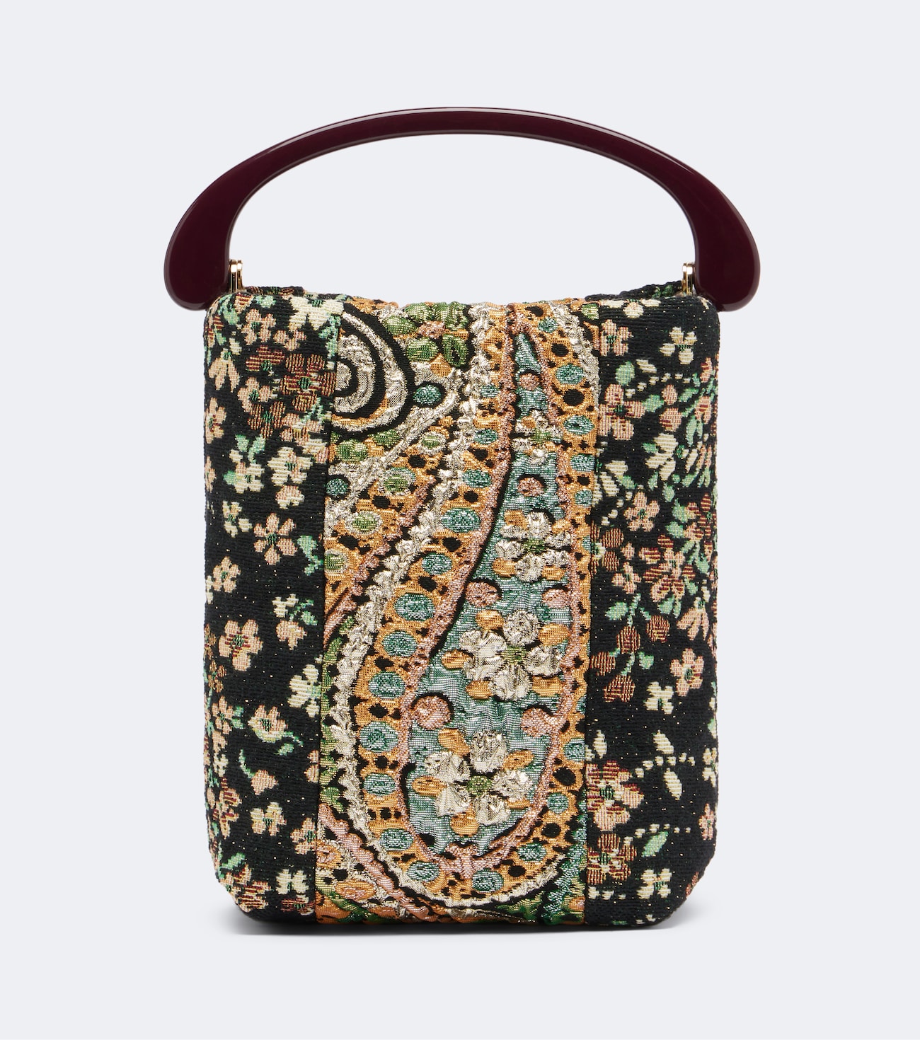 Micro floral jacquard top-handle bag