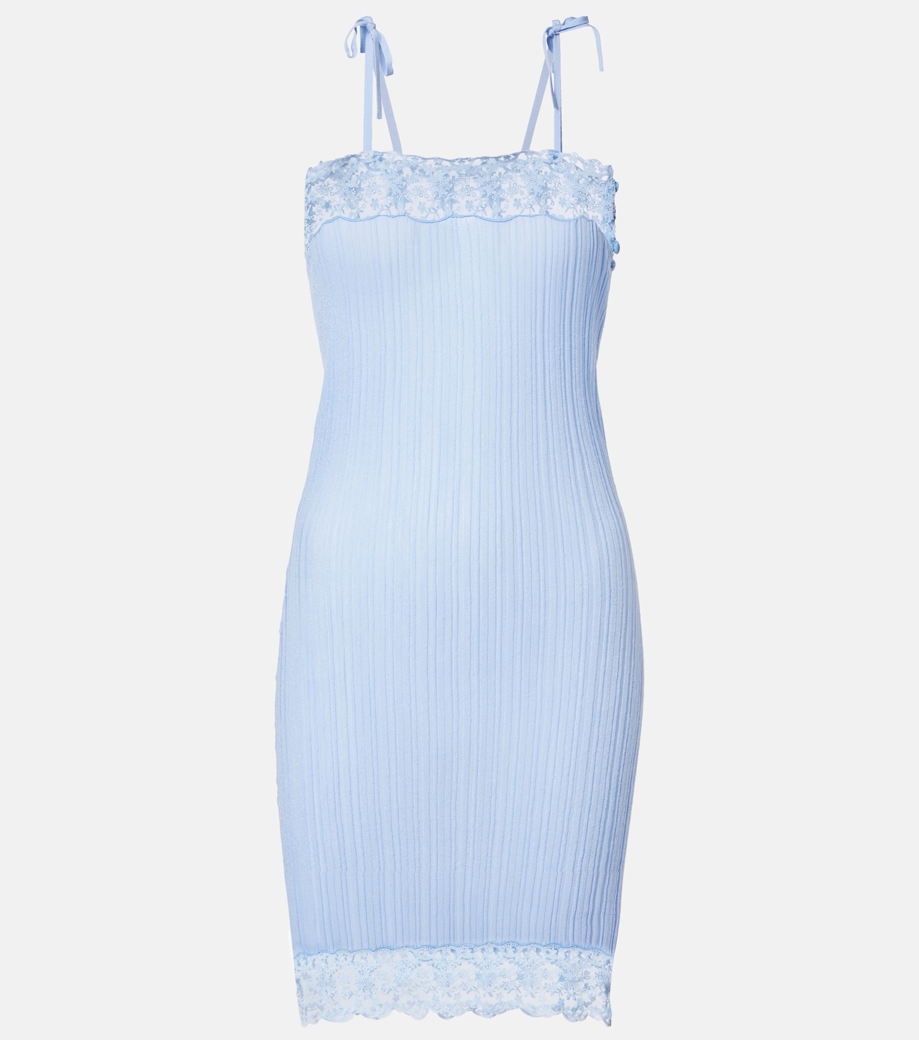Lace-trimmed wool slip dress