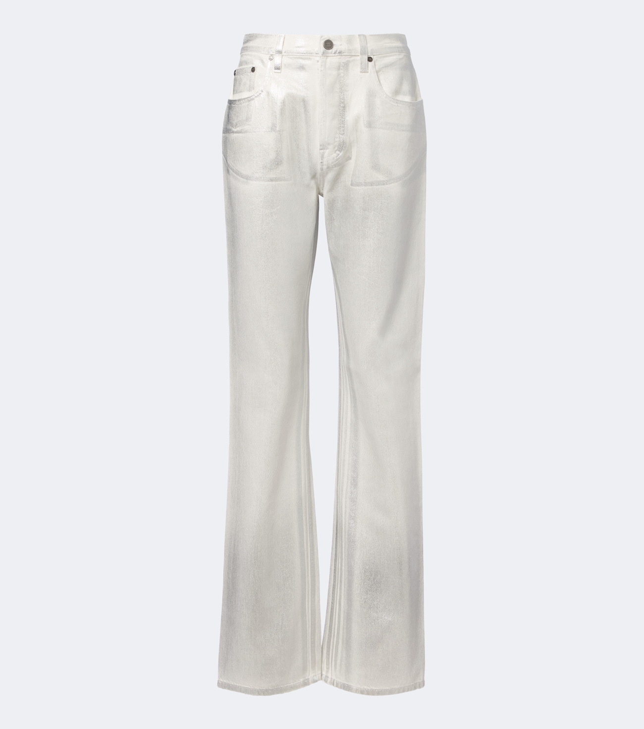 Coated straight jeans