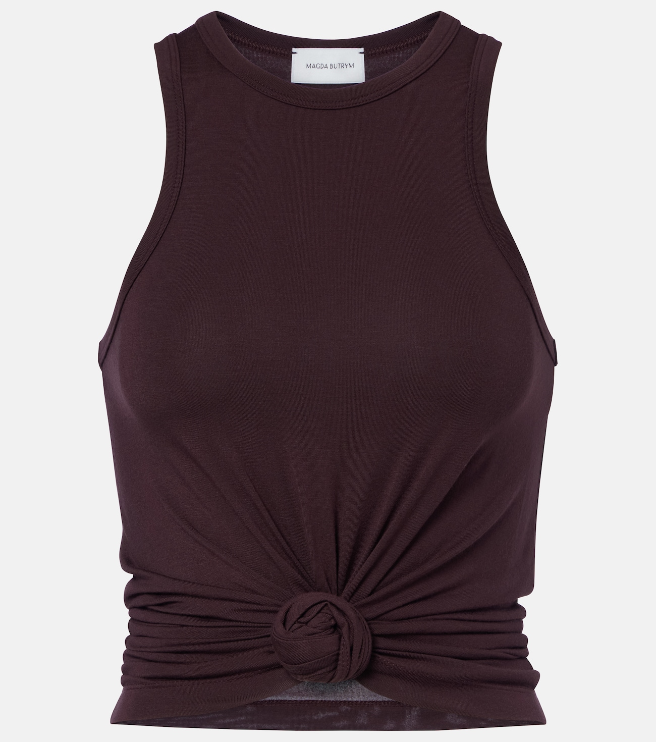Floral-appliqué cotton-blend tank top