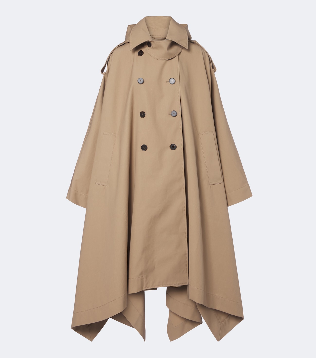 Double-breasted cotton cape