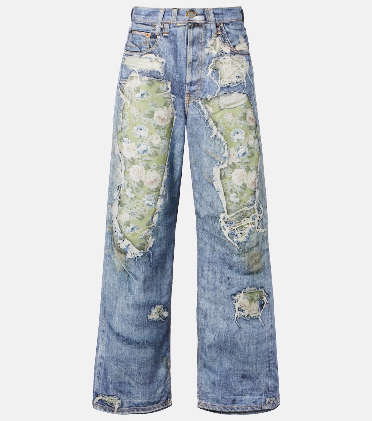 Printed wide-leg jeans