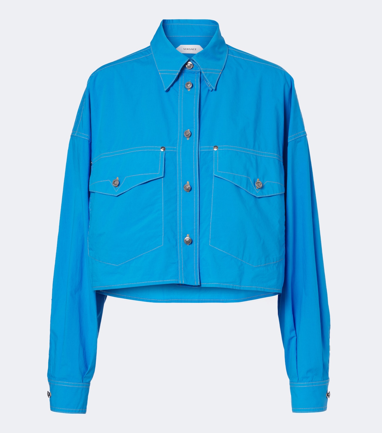 Cropped cotton poplin shirt
