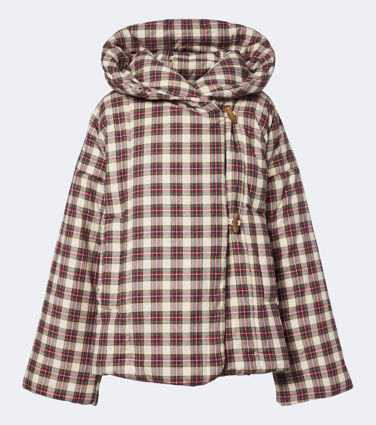Gingham hooded cotton puffer jacket