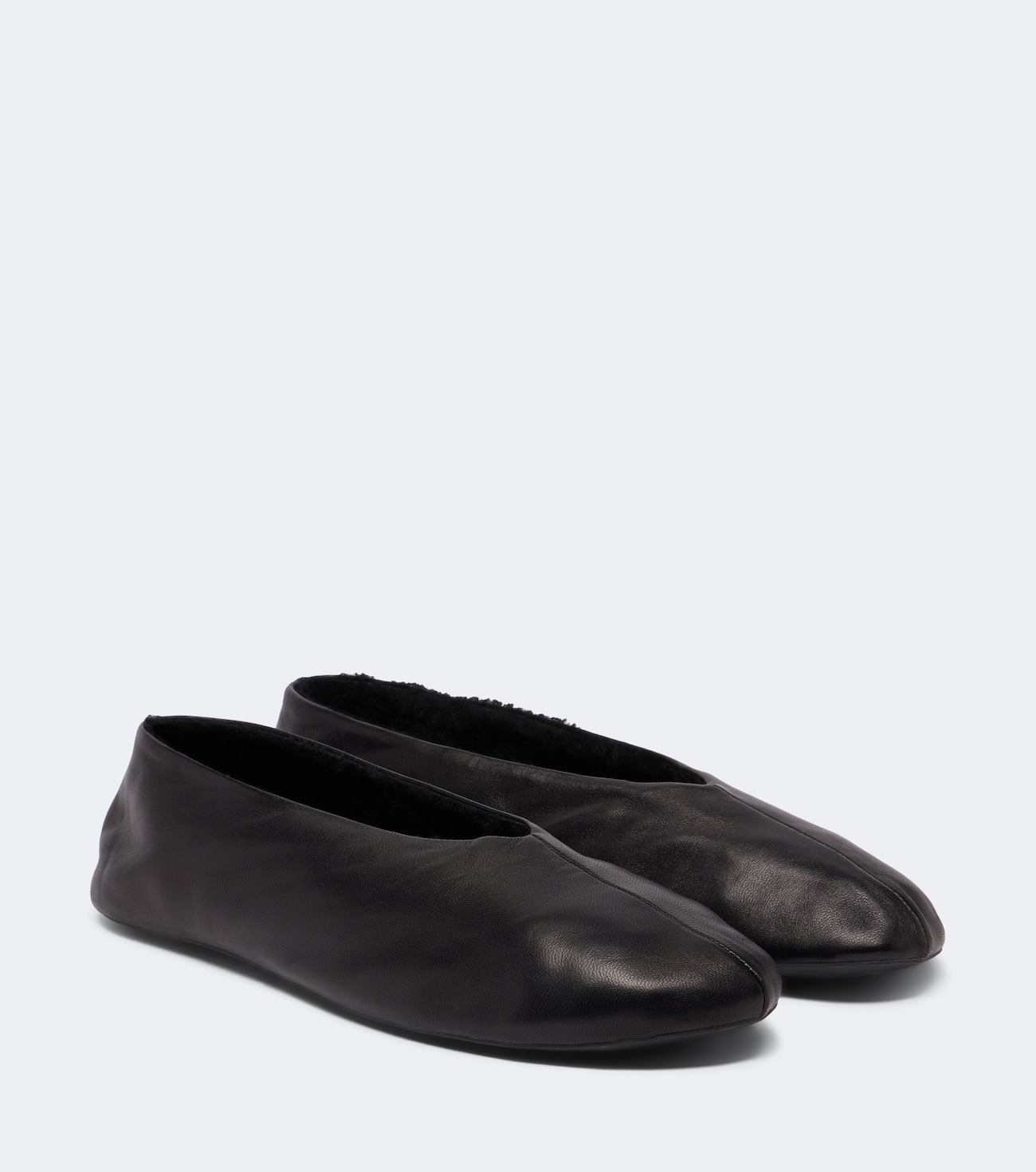 Stella shearling-trimmed leather ballet flats
