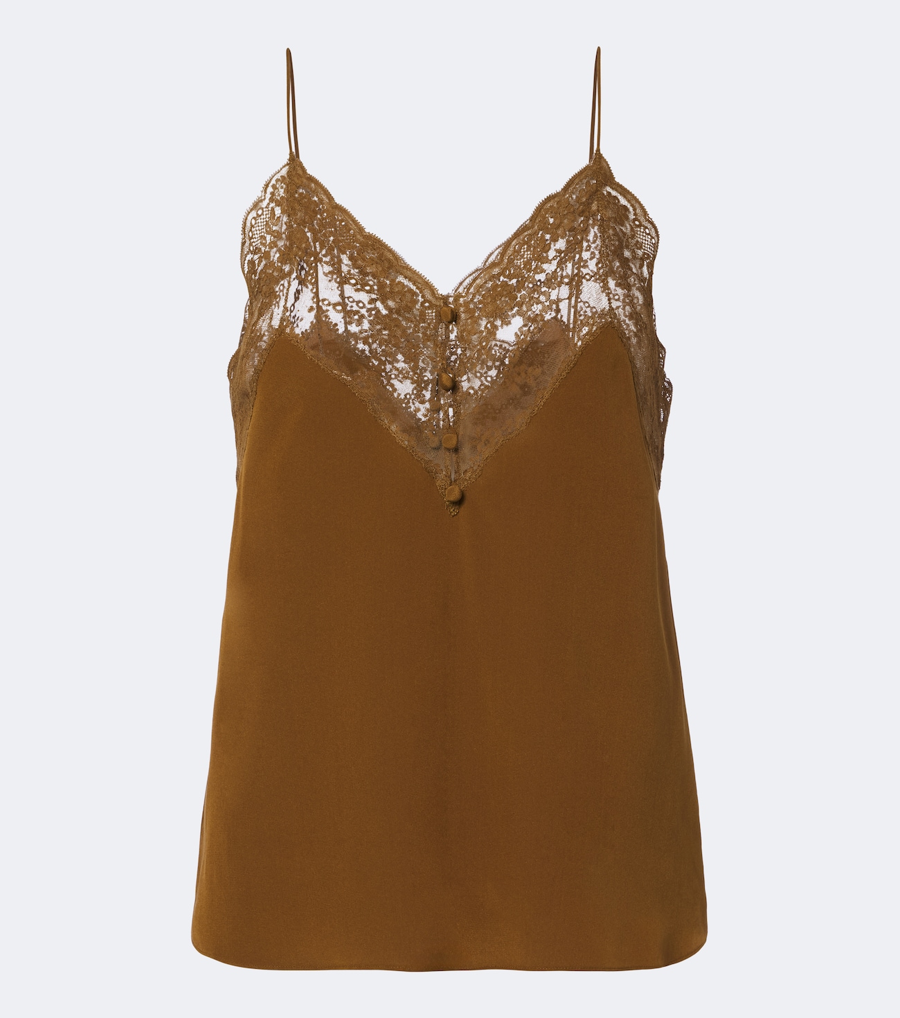 Lace-trimmed silk crêpe de chine camisole