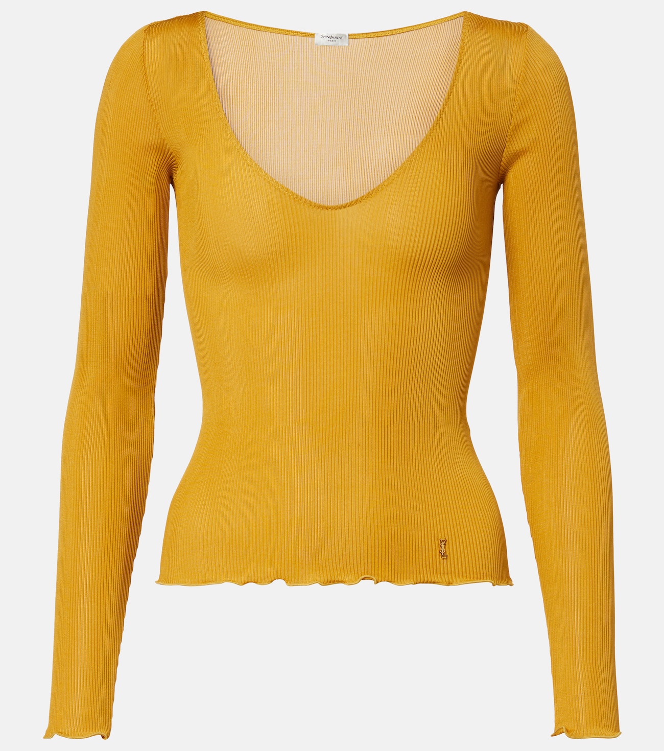 Ribbed-knit silk top