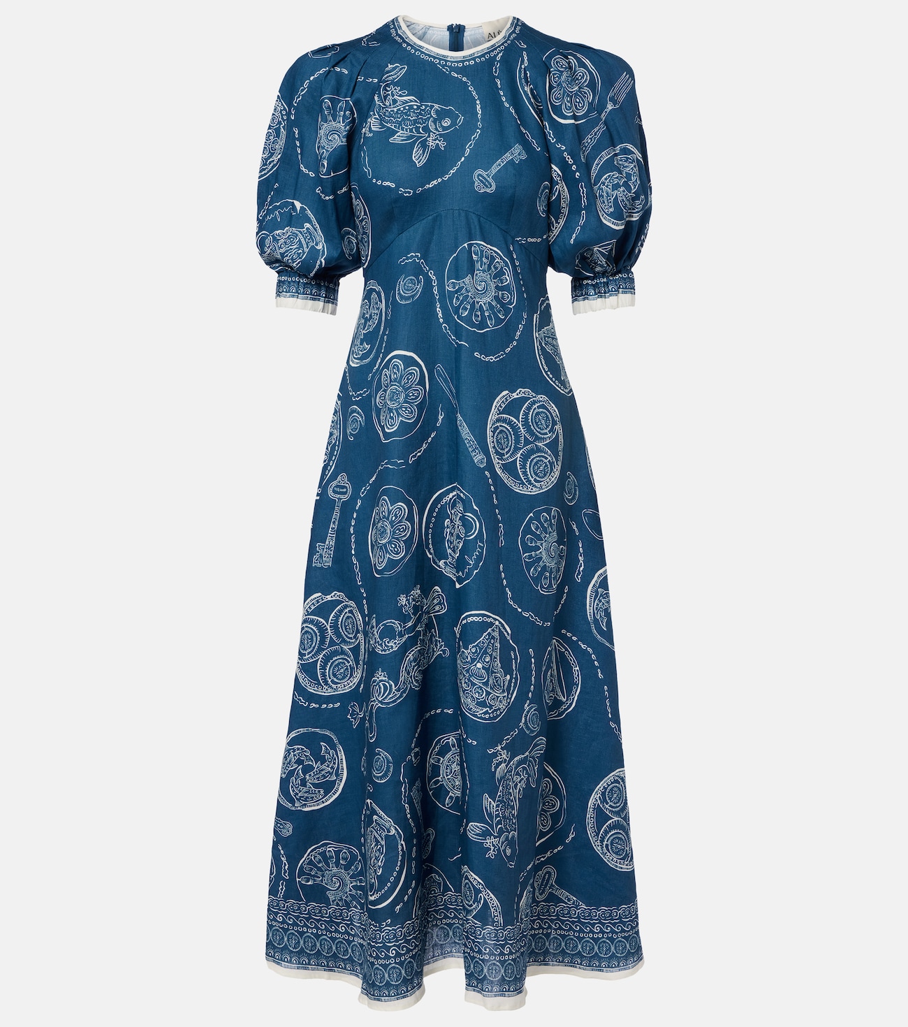 Lucky printed linen midi dress