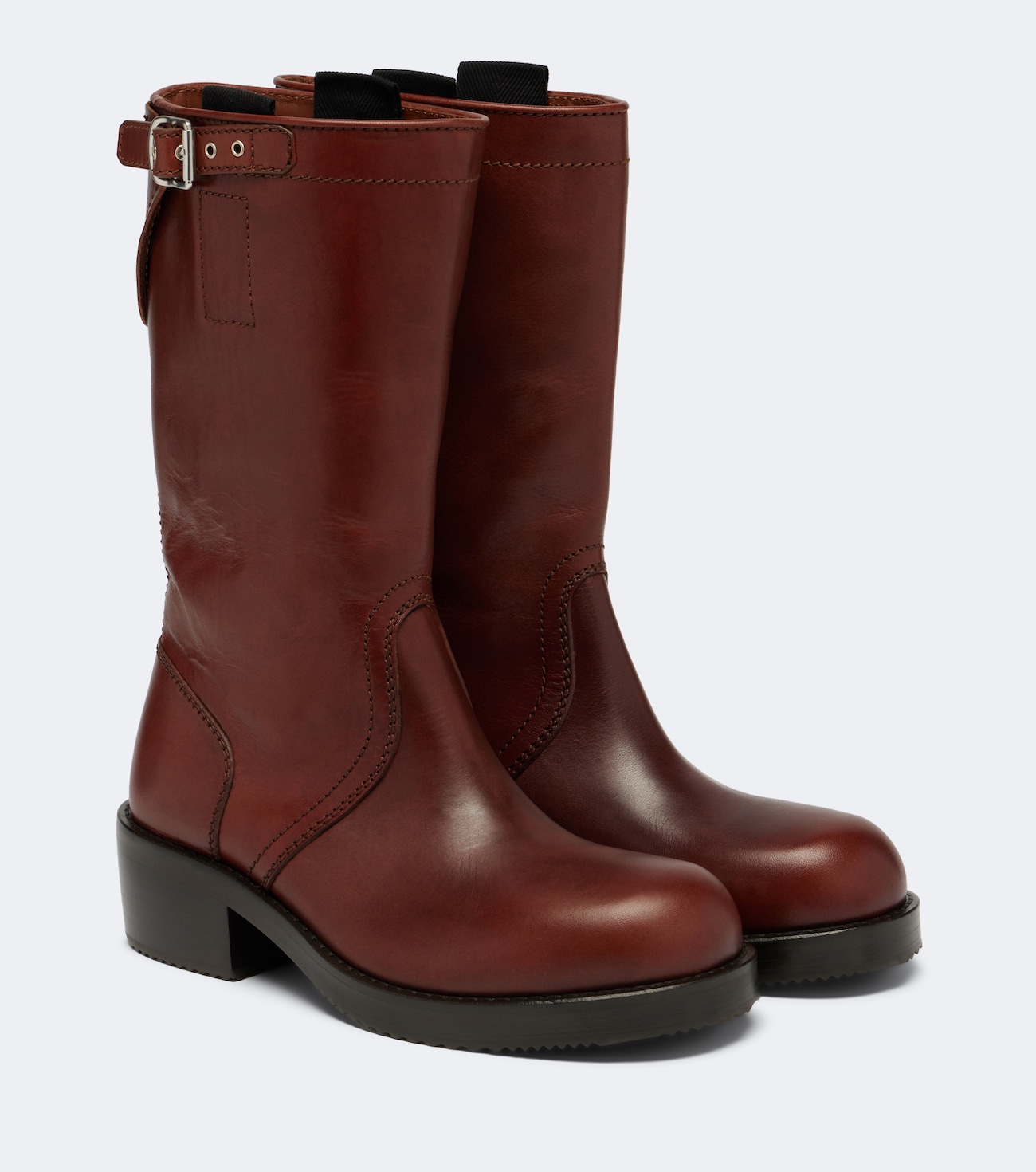 Leather biker boots