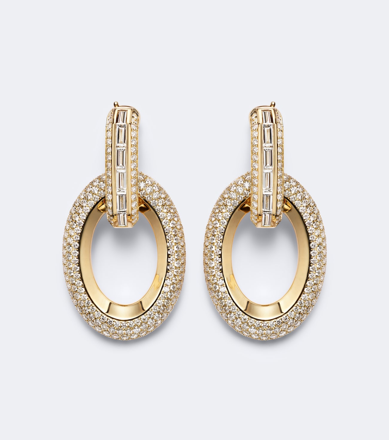 Groove 18kt gold drop earrings with diamonds