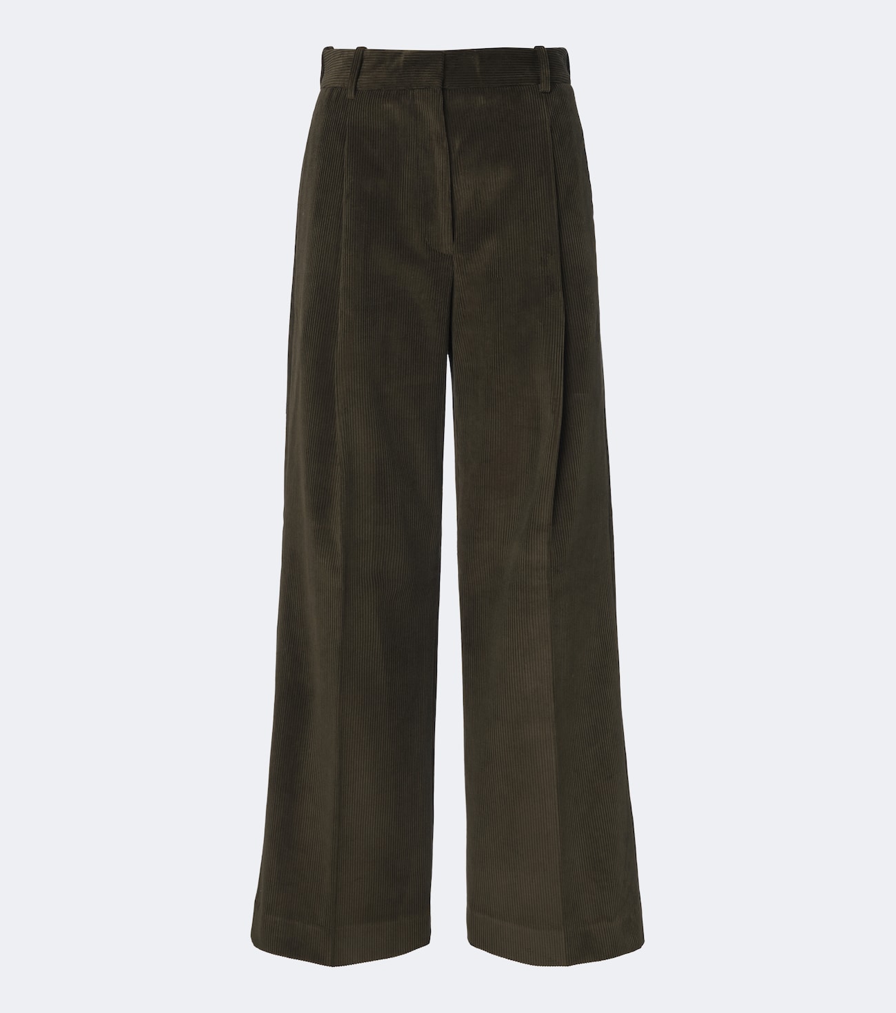 Pleated cotton corduroy wide-leg pants
