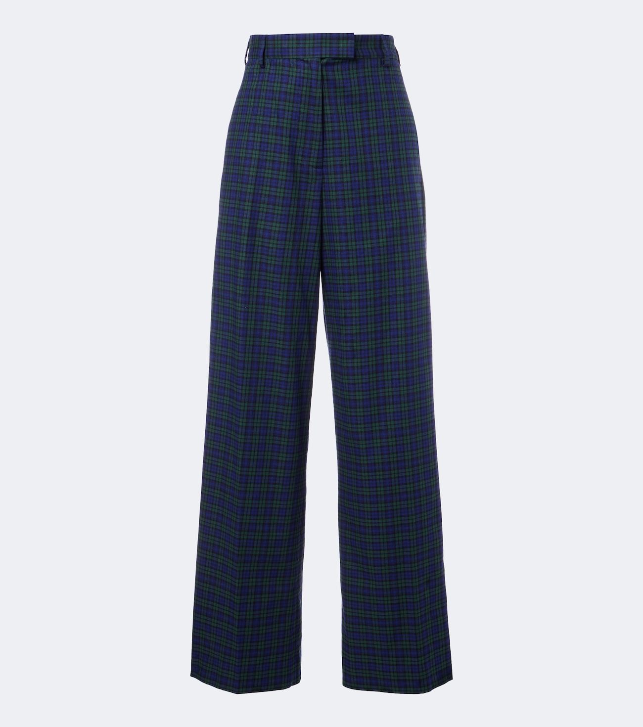 Plaid cotton flannel wide-leg pants