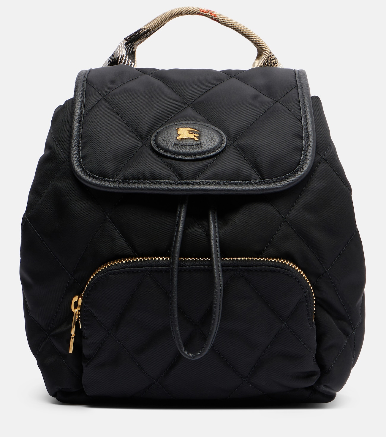 Mini leather-trimmed backpack