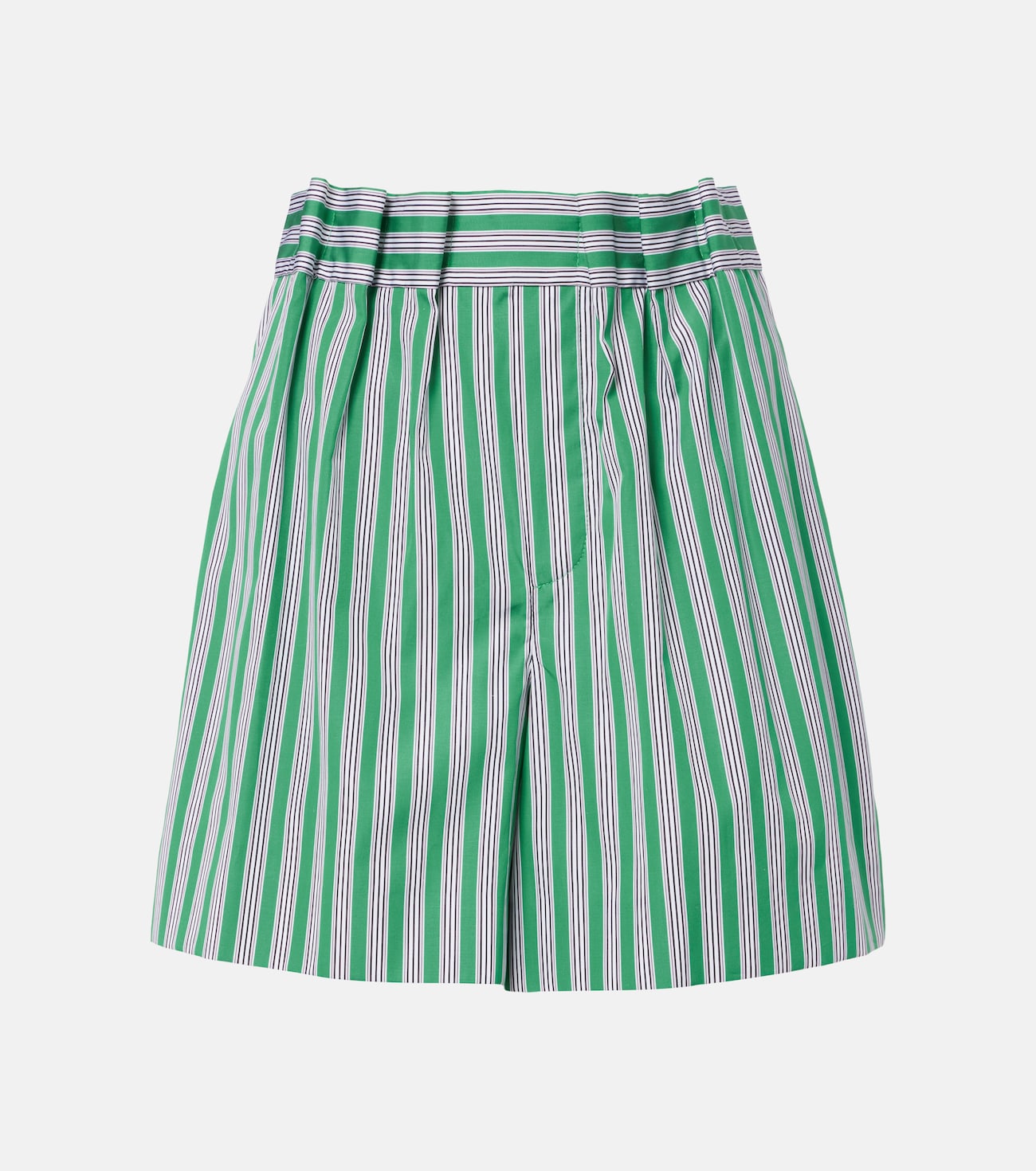 Striped cotton poplin shorts