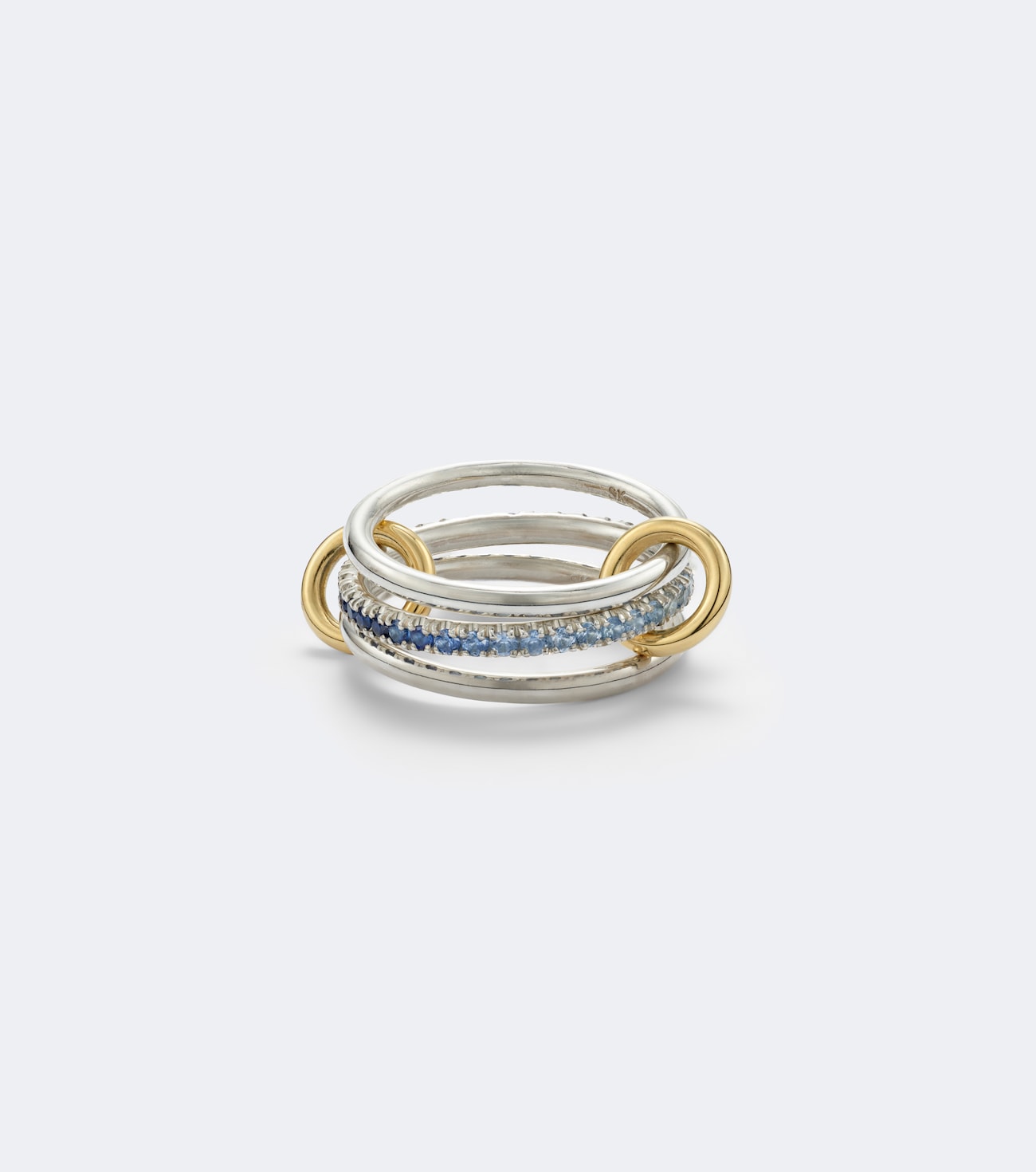 Tigris sterling silver and 18kt gold ring with sapphires