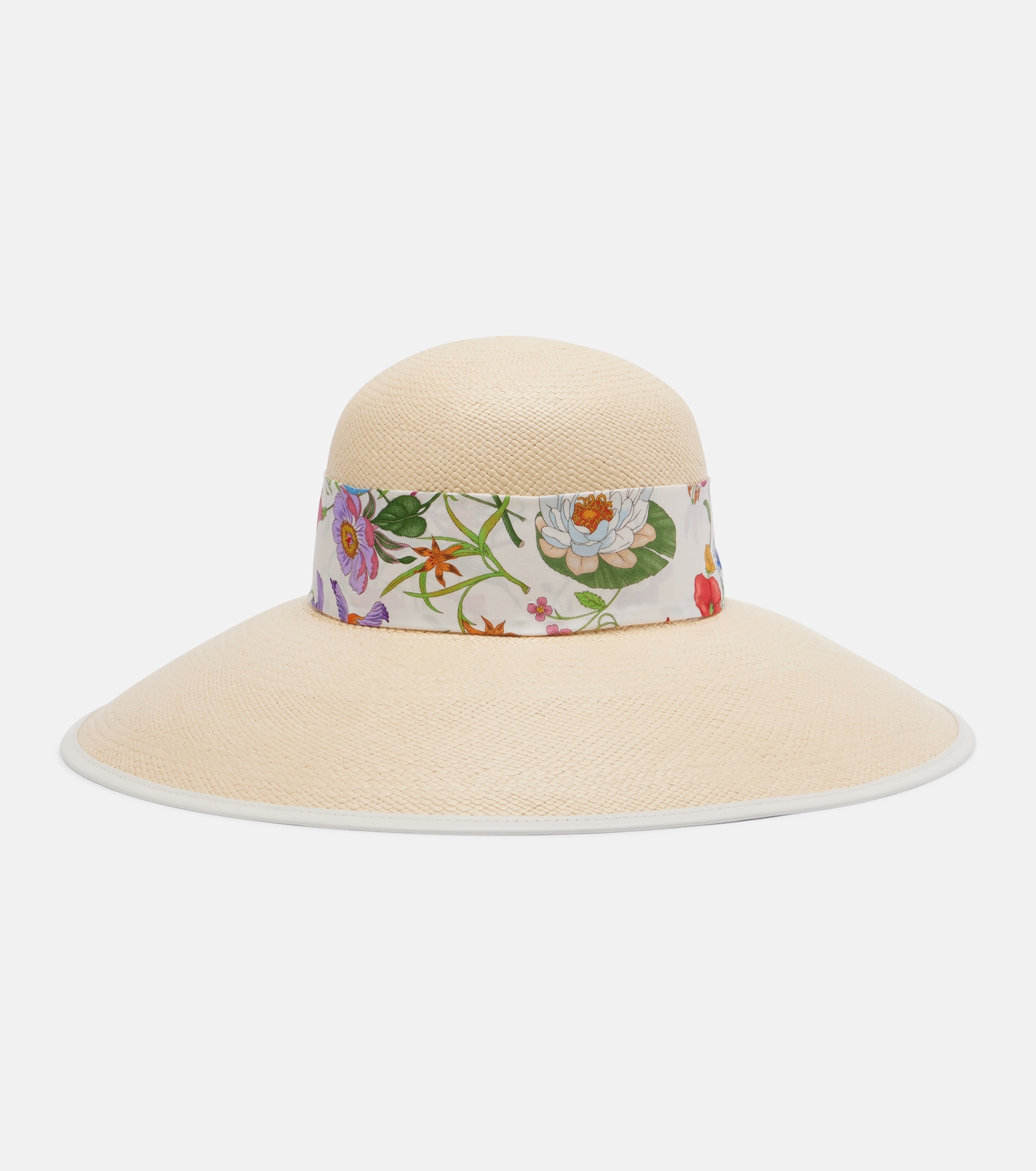 Gucci Flora silk-trimmed twill Panama hat