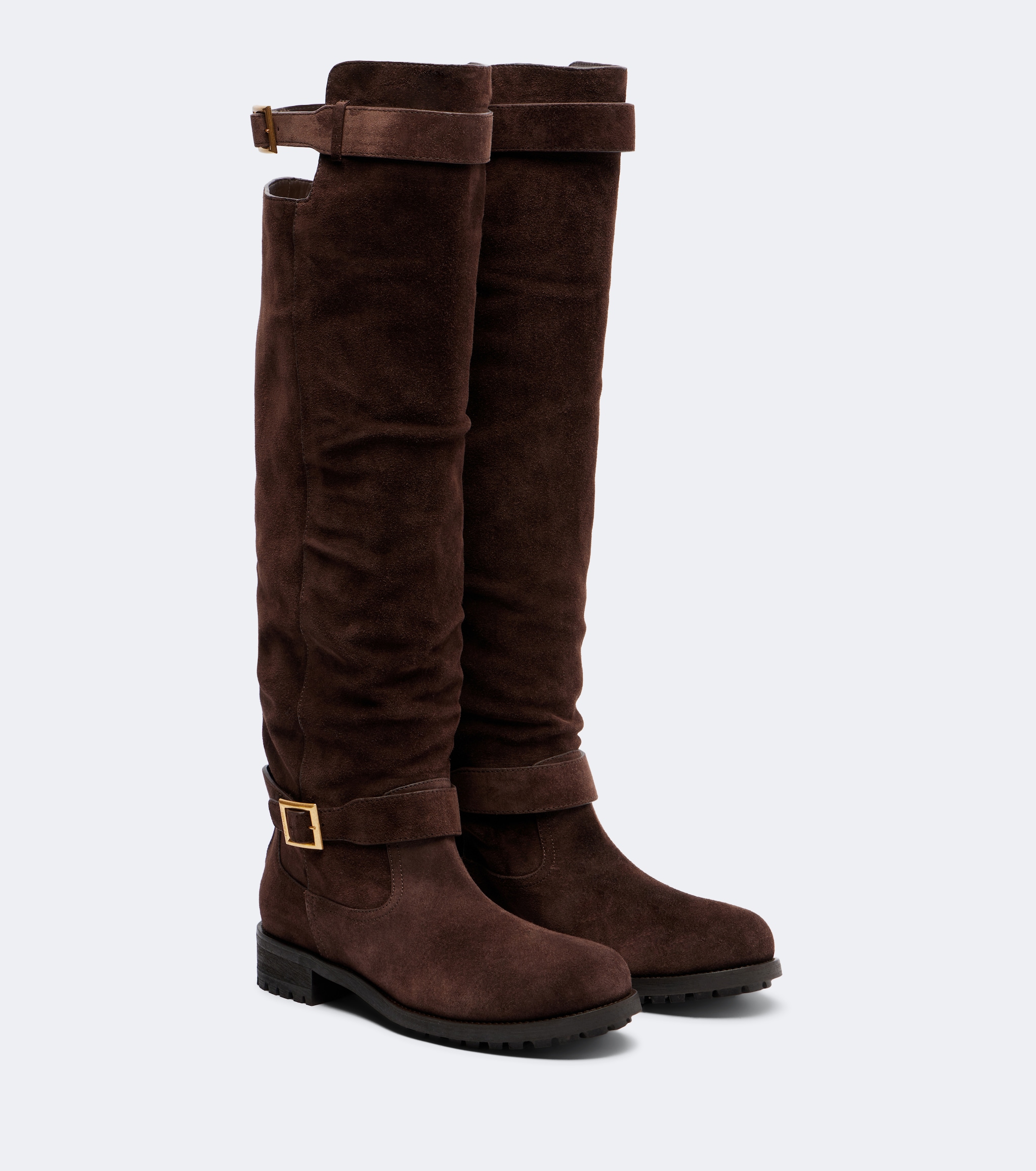 Biker suede over-the-knee boots