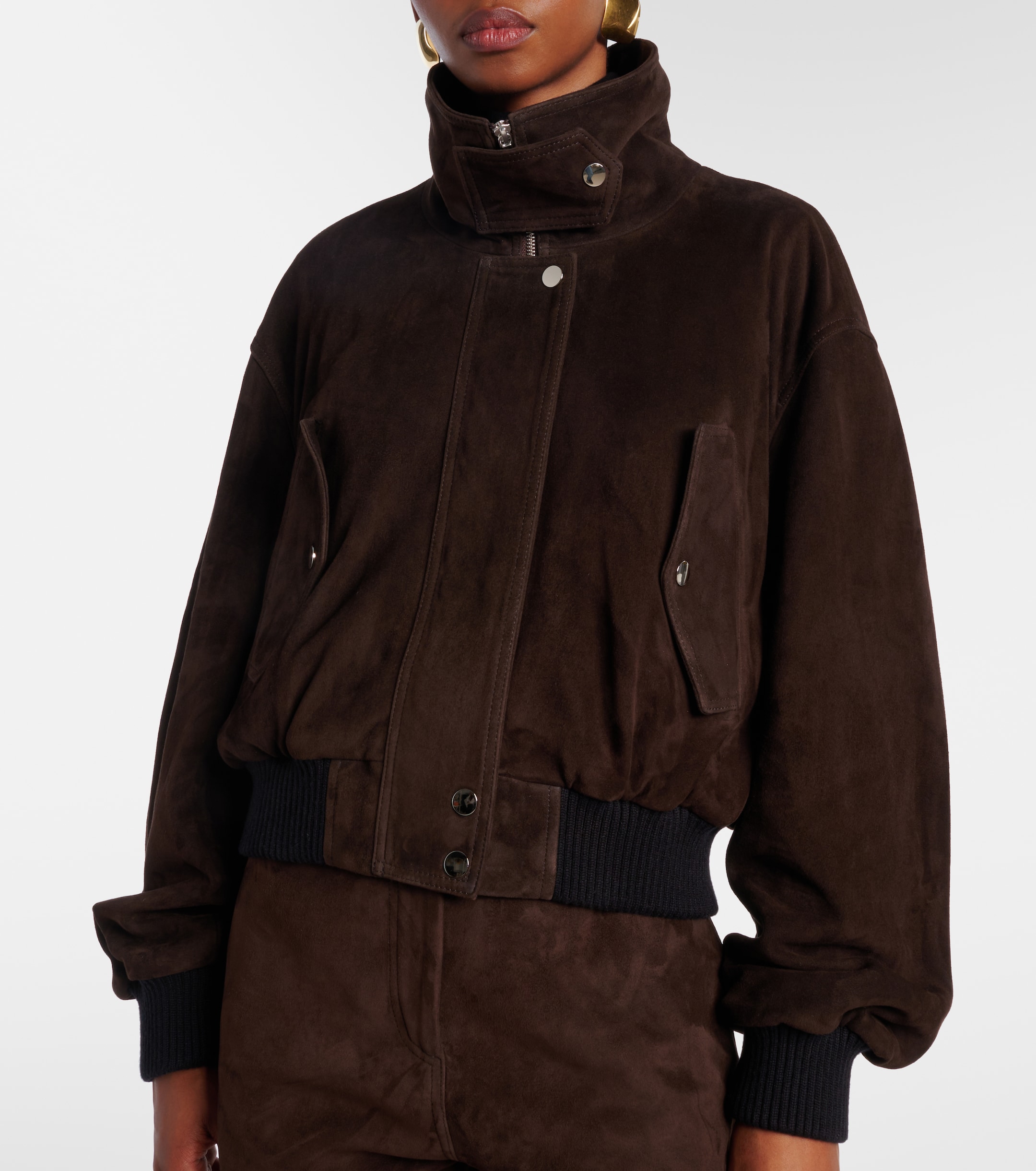 designer minimal zip suede jacket for women