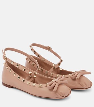 Ballerinas Rockstud aus Leder | Valentino Garavani