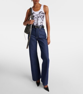 Cage trompe l'œil printed tank top in white - Jean Paul Gaultier