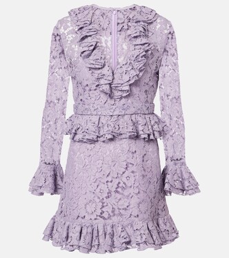 Ruffled floral lace minidress | Valentino