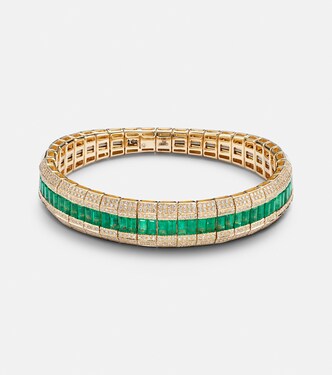 Scales 18kt gold bracelet with diamonds and emeralds | Shay Jewelry