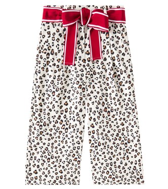 Leopard-print cotton-blend pants | Monnalisa
