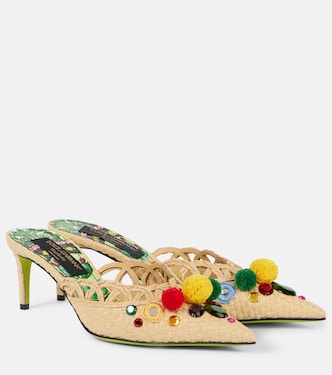 Pointy 60 embellished raffia mules | Dolce&Gabbana