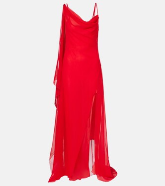 Robe longue asymétrique en georgette de soie | Blumarine