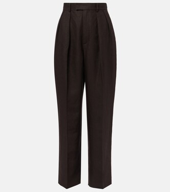 High-rise linen straight pants | Loro Piana