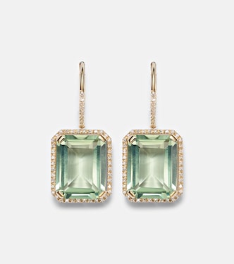 Portrait 18kt gold earrings with amethysts and diamonds | Shay Jewelry