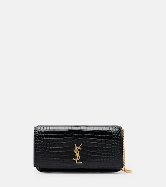 Cassandre Mini croc-effect leather phone pouch | Saint Laurent