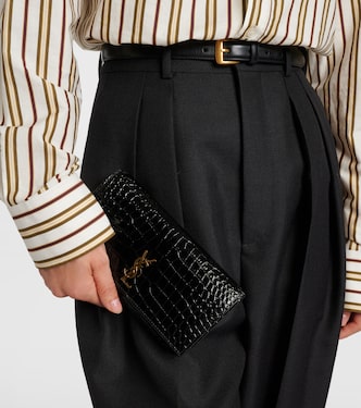 【希少】SAINT LAURENT CASSANDRE CROC-EFFECT SAINT LAURENT Cassandre croc-effect leather belt | NET-A-PORTER