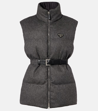 Belted virgin wool down vest | Prada