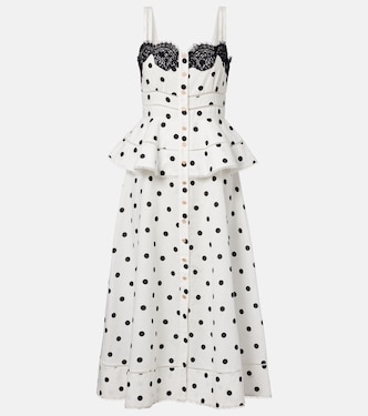 Polka-dot linen and cotton midi dress | Self-Portrait