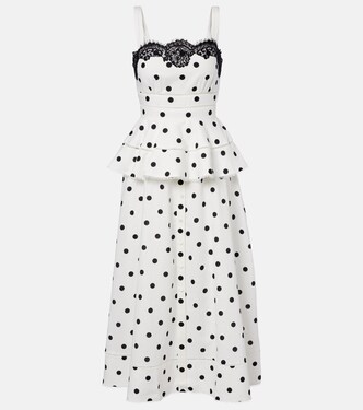 Polka-dot linen and cotton midi dress | Self-Portrait