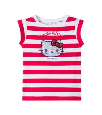 x Hello Kitty striped cotton-blend T-shirt | Monnalisa