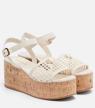 Plateausandalen aus Häkelstrick | Prada
