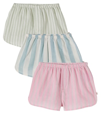Asli set of 3 striped cotton poplin shorts | Konges Sløjd
