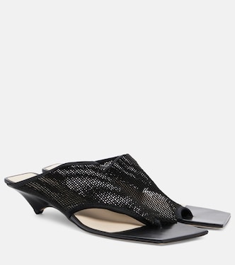 Mules Edge Stretch de malla con piel | Christen