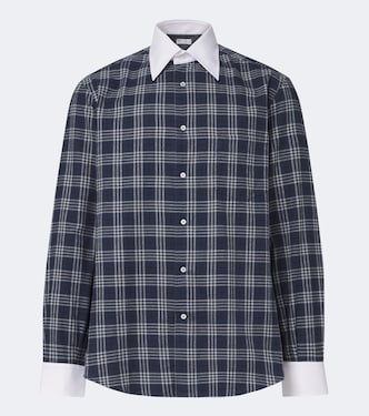 Checked cotton-blend flannel shirt | Brunello Cucinelli