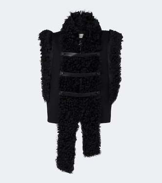 羊毛皮与皮革边饰羊毛混纺背心 | Fendi